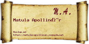 Matula Apollinár névjegykártya